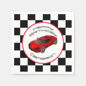 Red Race Car | Aangepaste geboortedag Servet (Voorkant)