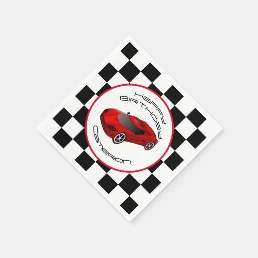 Red Race Car | Aangepaste geboortedag Servet (Hoek)