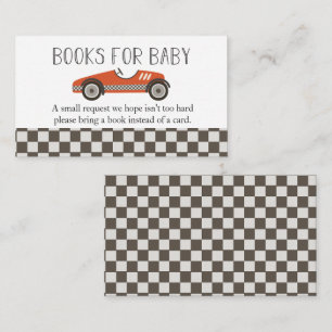 Red Race Car Baby shower Boeken voor Baby Informatiekaartje