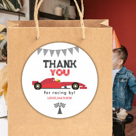 Red Race Car Birthday Any Birthday Party  Ronde Sticker