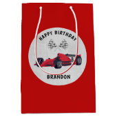 Red Race Car Birthday - persoonlijk Medium Cadeauzakje (Voorkant)