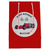 Red Race Car Birthday - persoonlijk Medium Cadeauzakje (Achterkant)