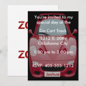 Red Race Car Birthday Uitnodiging (Voorkant / Achterkant)