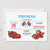Red Race Car Birthday Uitnodiging (Voorkant)