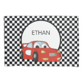Red Race Car Black White, gecheckt op vlag Kindere Kussensloop (Voorkant)