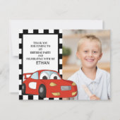 Red Race Car Black White, gecheckt op zaterdag Dan Feestdagenkaart (Voorkant)