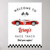 Red  Race Car Boy 2e Verjaardag Welkom Poster (Voorkant)