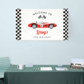 Red  Race Car Boy 2e Verjaardag Welkom Spandoek (Beurs)