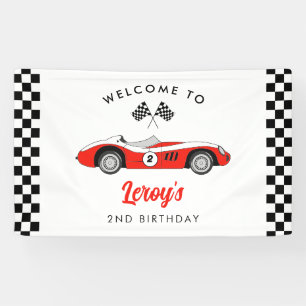 Red  Race Car Boy 2e Verjaardag Welkom Spandoek