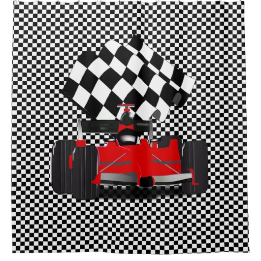 Red Race Car Douchegordijn (Voorkant)