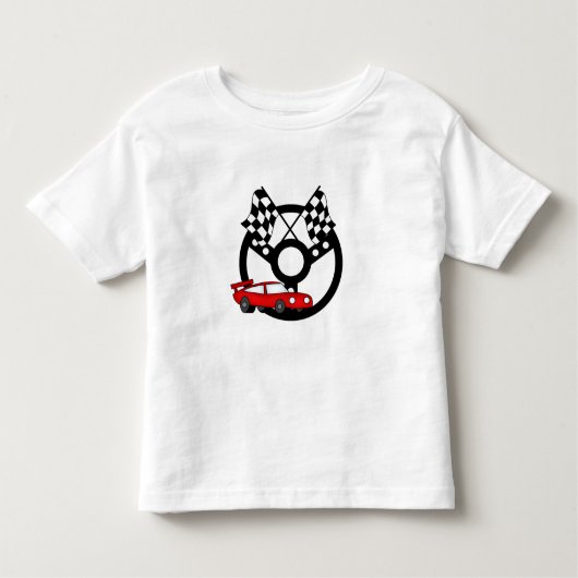 Red Race Car en Flags Kinder Shirts (Voorkant)