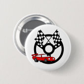 Red Race Car en Flags Ronde Button 5,7 Cm (Voorkant /achterkant)