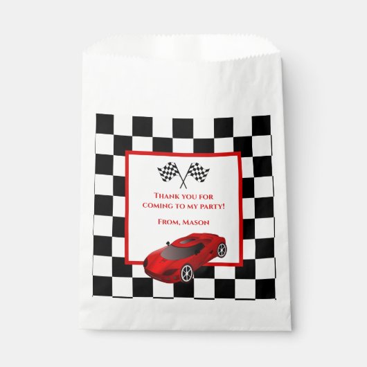 Red Race Car | Favor Bags van de verjaardagspartij Bedankzakje (Voorkant)