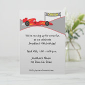 Red Race Car, Finish Line, Birthday Invitation Kaart (Staand voorkant)