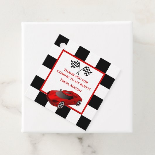 Red Race Car | Kinderen van Birthday Bedankjes Labels (In situ)