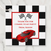 Red Race Car | Kinderen van Birthday Bedankjes Labels (Voorkant)