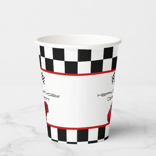 Red Race Car | Kinderen van Birthday Papieren Bekers (Rechts)