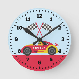 Red Race Car Racer Boys Bed Wall Decor Ronde Klok