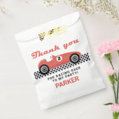 Red Race Car Racing Birthday Bedankzakje (Gezegeld)