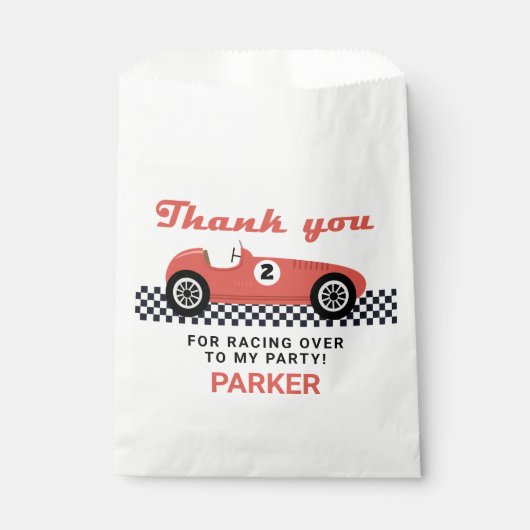 Red Race Car Racing Birthday Bedankzakje (Voorkant)