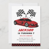 Red Race Car Racing Kinder Boys Birthday Kaart (Voorkant)