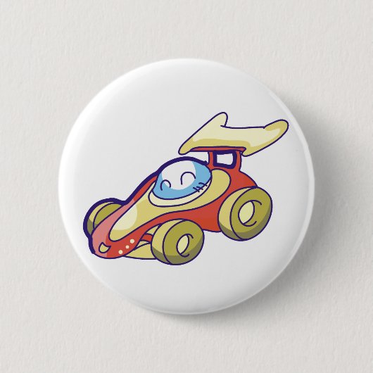 Red Race Car Ronde Button 5,7 Cm (Voorkant)