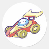 Red Race Car Ronde Sticker (Voorkant)
