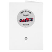 Red Race Car Striped Birthday Card (Achterkant)