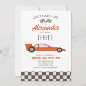 Red Race Car Third Birthday Invation Kaart (Voorkant)