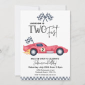 Red Race car TWO FAST Birthday invitation Kaart (Voorkant)