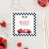 Red Race Car Two Snel Verjaardag Servet (Insitu)