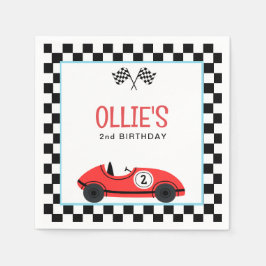  Red Race Car Two Snel Verjaardag Servet