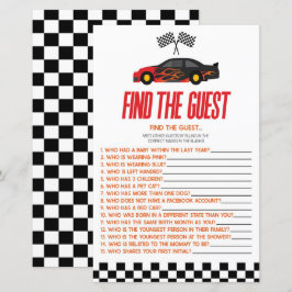 Red Race Car Vind het gast Baby shower spel