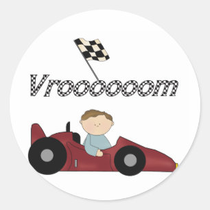 Red Race Car Vroom T-shirts en geschenken Ronde Sticker