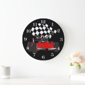 Red Race Car with Checkered Flag Grote Klok (Huis)