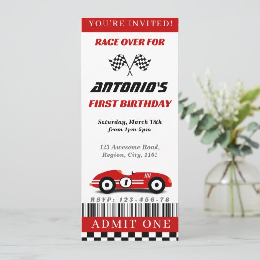 Red Race Invitation Kaart (Staand voorkant)