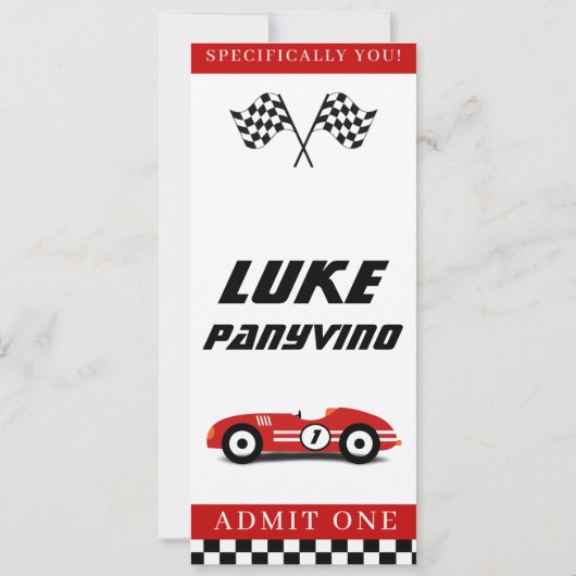 Red Race Invitation Kaart (Achterkant)