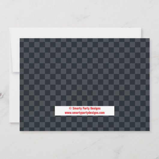 Red Racecar Racing verjaardagsfeestje uitnodiging (Achterkant)