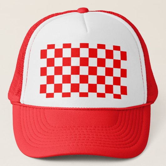 Red Raced Checkered Flag Display Trucker Pet (Voorkant)
