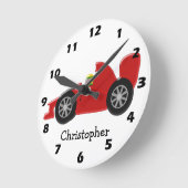 Red Racing Auto Voeg gewoon naam toe Ronde Klok (Hoek)