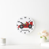 Red Racing Auto Voeg gewoon naam toe Ronde Klok (Huis)