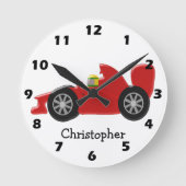 Red Racing Auto Voeg gewoon naam toe Ronde Klok (Voorkant)