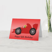 Red Racing Car 12th Birthday Kaart (Voorkant)