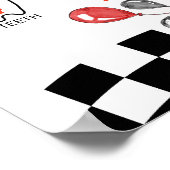 Red Racing Car 1e Verjaardagsfoto Milestone Poster (Hoek)