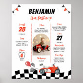 Red Racing Car 1e Verjaardagsfoto Milestone Poster (Voorkant)