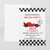 Red Racing Car Birthday • Boys Race Party Kaart (Voorkant / Achterkant)