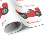 Red Racing Car Birthday Cadeaupapier (Rol Hoek)