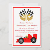 Red Racing Car Birthday Party Kaart (Voorkant)