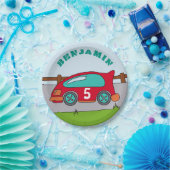 Red Racing Car Birthday Party Papieren Bordje (Feest)