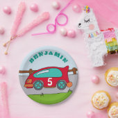 Red Racing Car Birthday Party Papieren Bordje (Feest)